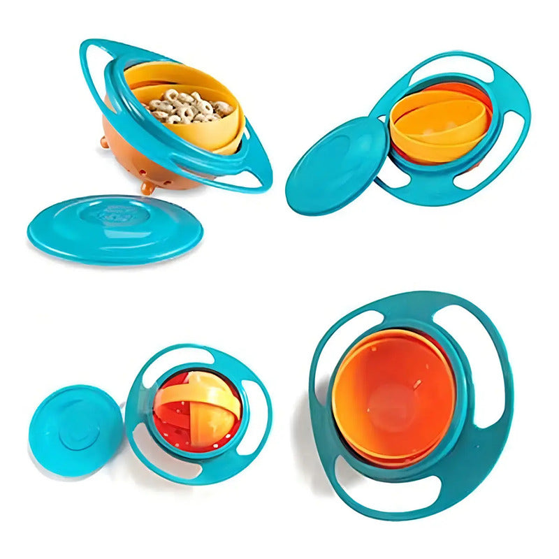 Plato Antiderrame 360 Niños Bebe Taza Color Azul/salmon
