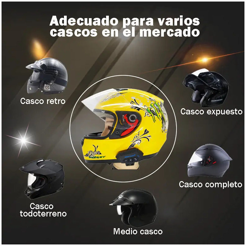 Intercomunicador Auriculares Casco Bluetooh Bt12 Moto Musica Sikeo Color Negro