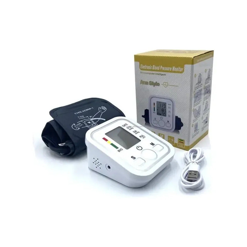 Tensiómetro Digital De Brazo Para Presión Arterial Y Pulso Blanco