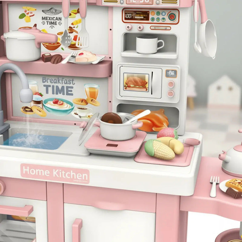 Cocina Infantil Grande Chef Agua Vapor Luces Sonidos 97 Cm Rosa