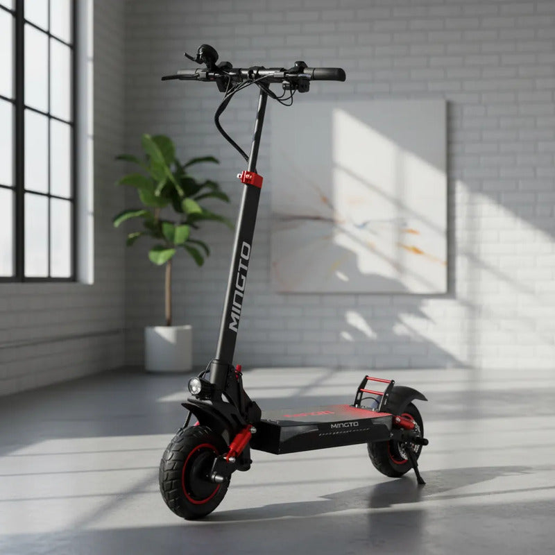 Patineta Scooter Eléctrica Doble Motor Negro-rojo S10 Negro