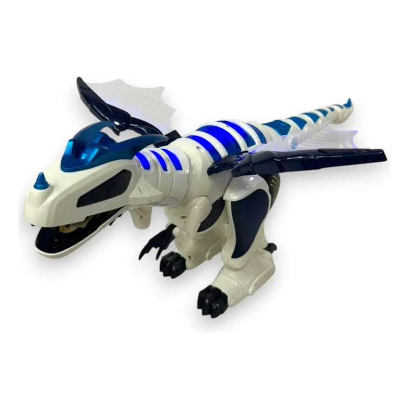 Dragón Dinosaurio Con Movimiento Y Luces Para Niños Azul