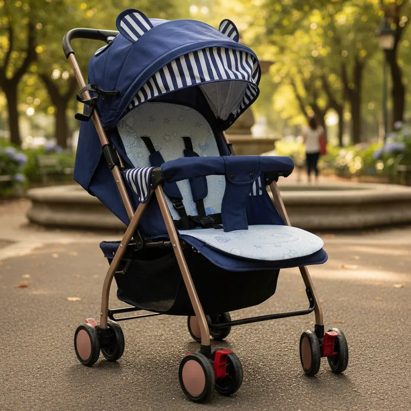 Coche Paseador Para Bebe Facil De Cerrar Y Reversible 803-7 Azul Dorado