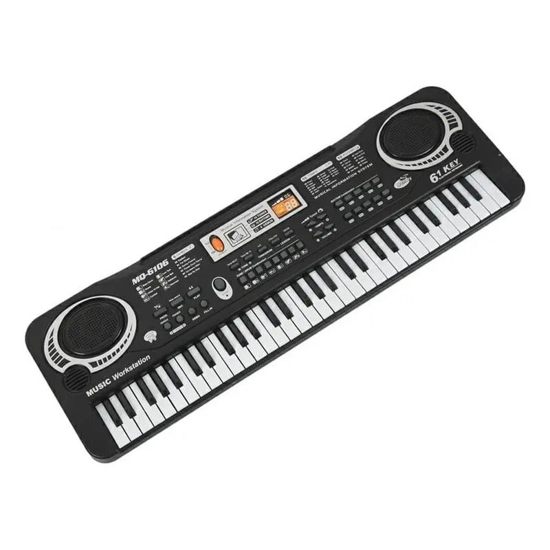 Teclado Organeta Piano Electrónico 61 Teclas Micrófono Usb Color Negro 110v