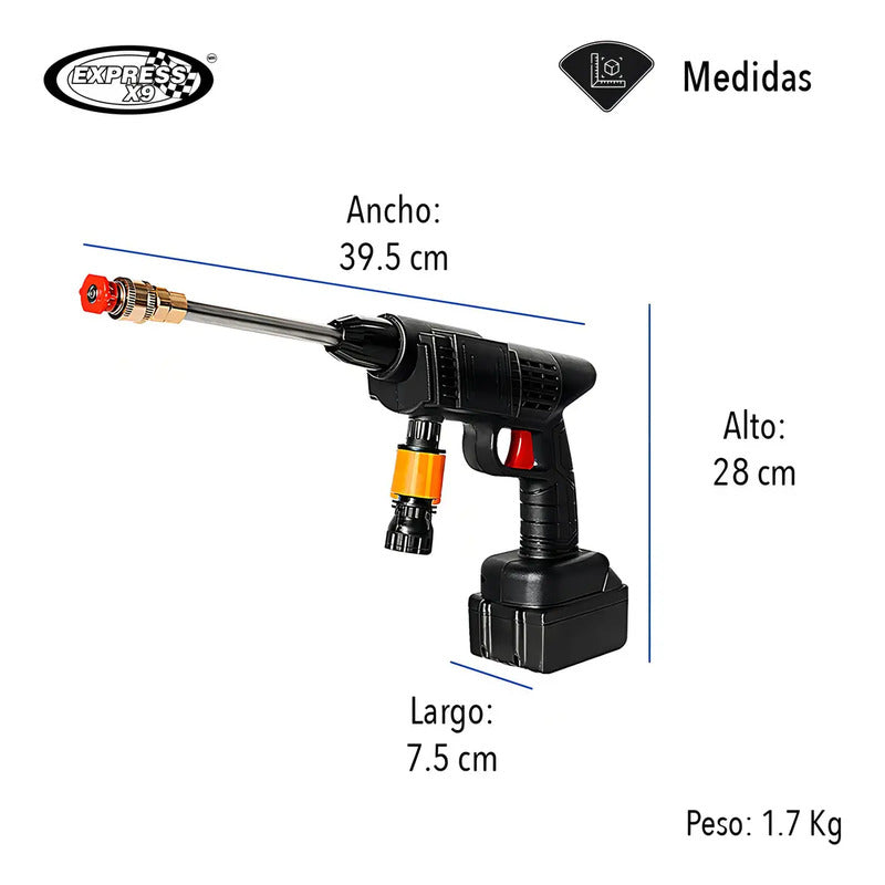 Hidrolavadora Inalámbrica Portátil Recargable Maletin Jh001 Negro
