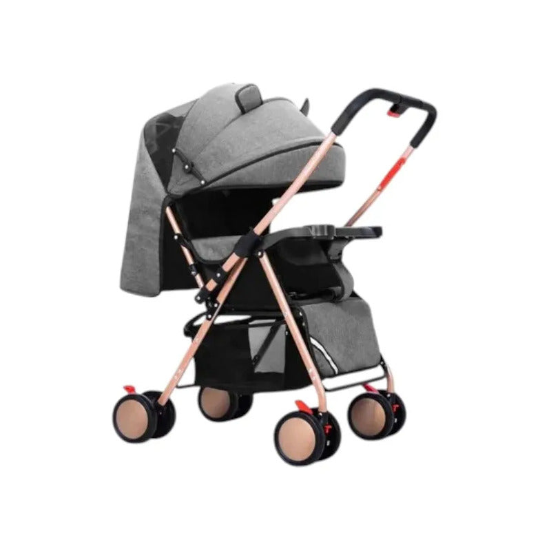 Coche Paseador Para Bebe Facil De Cerrar Y Reversible 803-7 Gris Claro Dorado