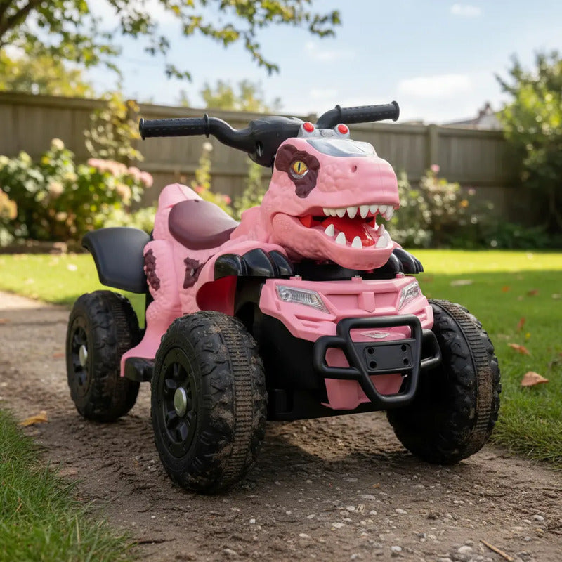 Cuatrimoto Eléctrica Niños Musica Luces Dino Mt003 Color Rosa Claro
