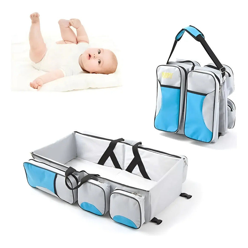 Morral Pañalera Portátil 3 En 1 Asoleador Impermeable Bebé