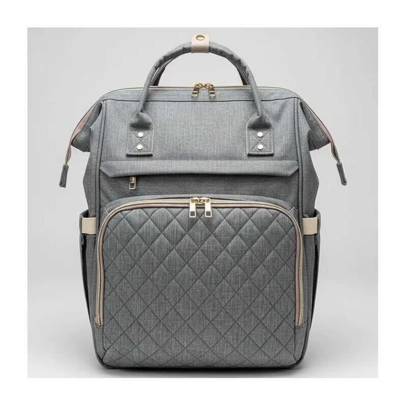 Bolso Pañalera Morral Moderno De Bebe 11519-14 Gris Claro Lisa