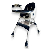 Silla Comedor Para Bebe Plegable Con Ruedas 555-13a Color Azul Liso