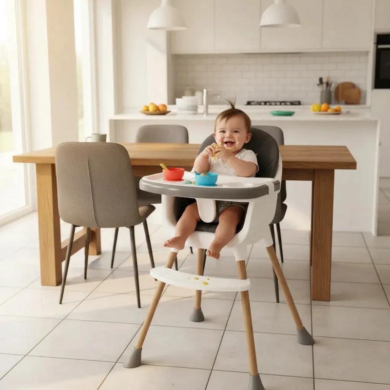 Silla De Comer Para Bebé Kidshop Doble Bandeja 45138 Liso Gris