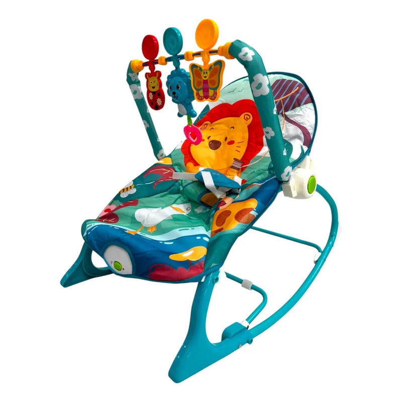 Silla Vibradora Musical Para Bebes Color Azul Oscuro León