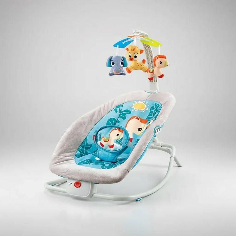 Silla Mecedora Antireflujo Con Movil Vibracion Pará Bebés  Blanco Pájaro