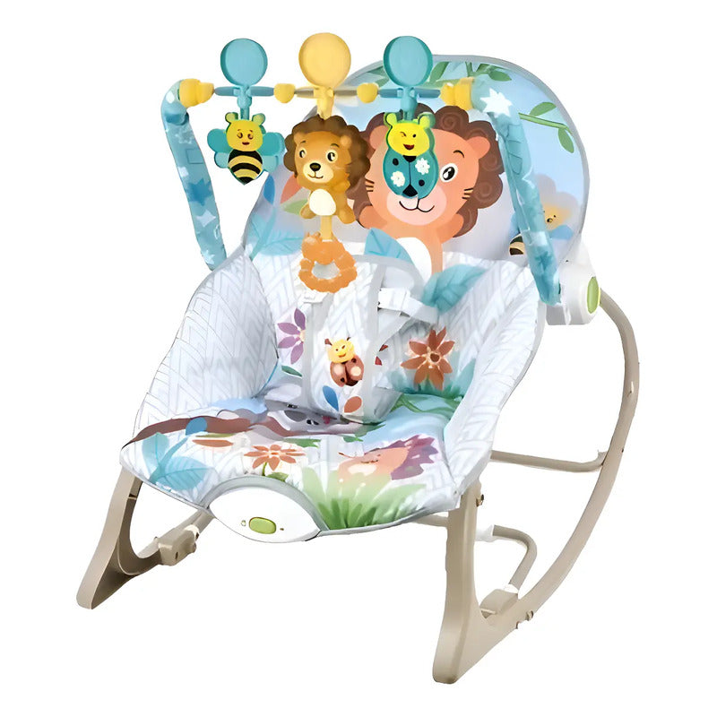 Silla Vibradora Mecedora Musical Niña-niños Baby Rocker León Gris