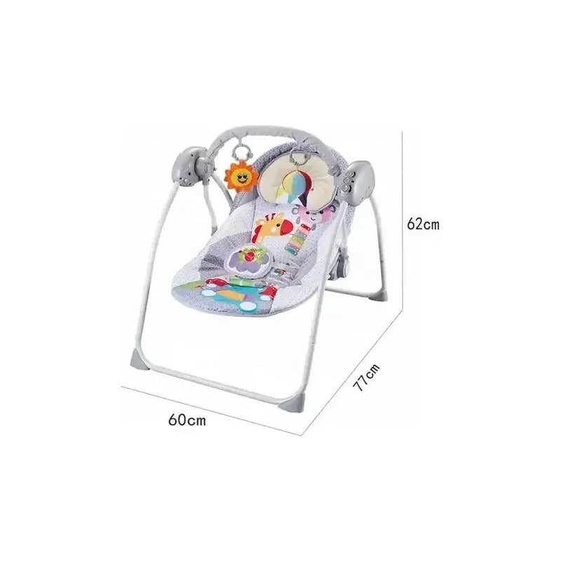Columpio Electrico Mecedora Con Control Musical Para Bebe  Gris