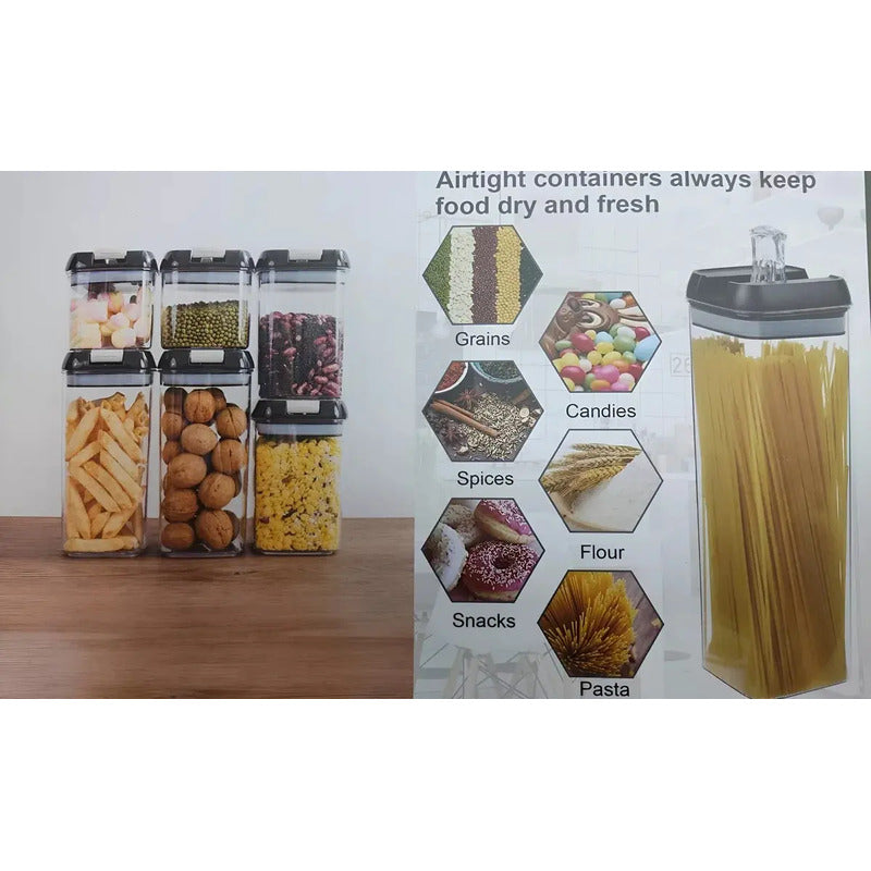 Recipientes Hermeticos Organizadores De Cocina Color Negro Transparente