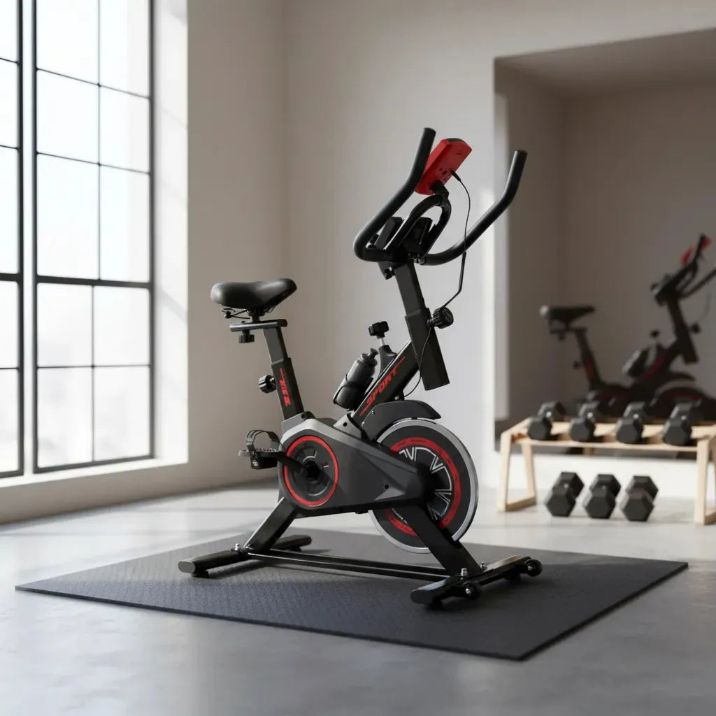 Bicicleta Estática Fitness Station Sport 2024 Spinning Color Negro/rojo