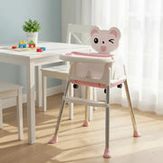 Silla Comedor 4 en 1 para Bebés Rosa con Ruedas y Arnes 3 Puntos