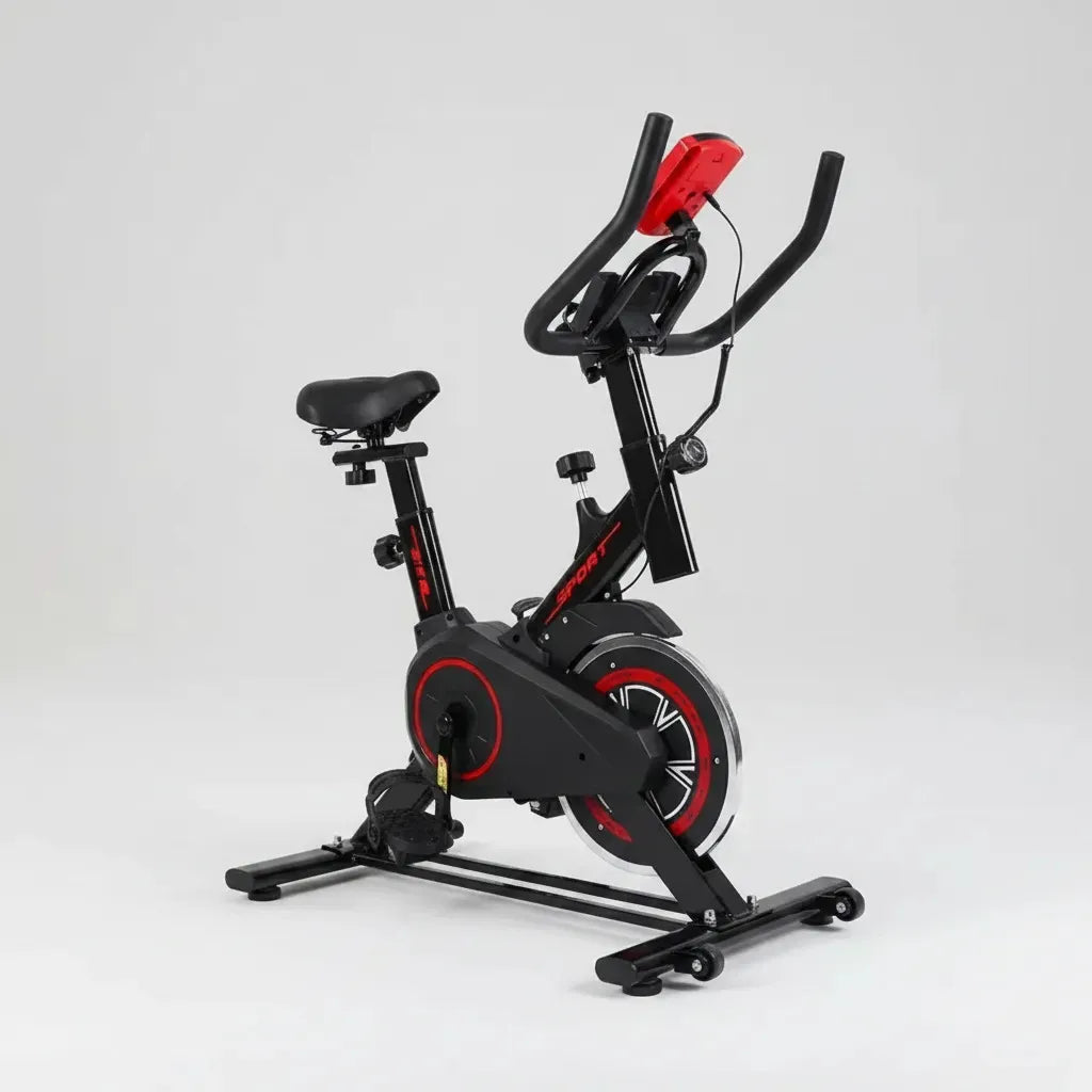 Bicicleta Estática Fitness Station Sport 2024 Spinning Color Negro/rojo