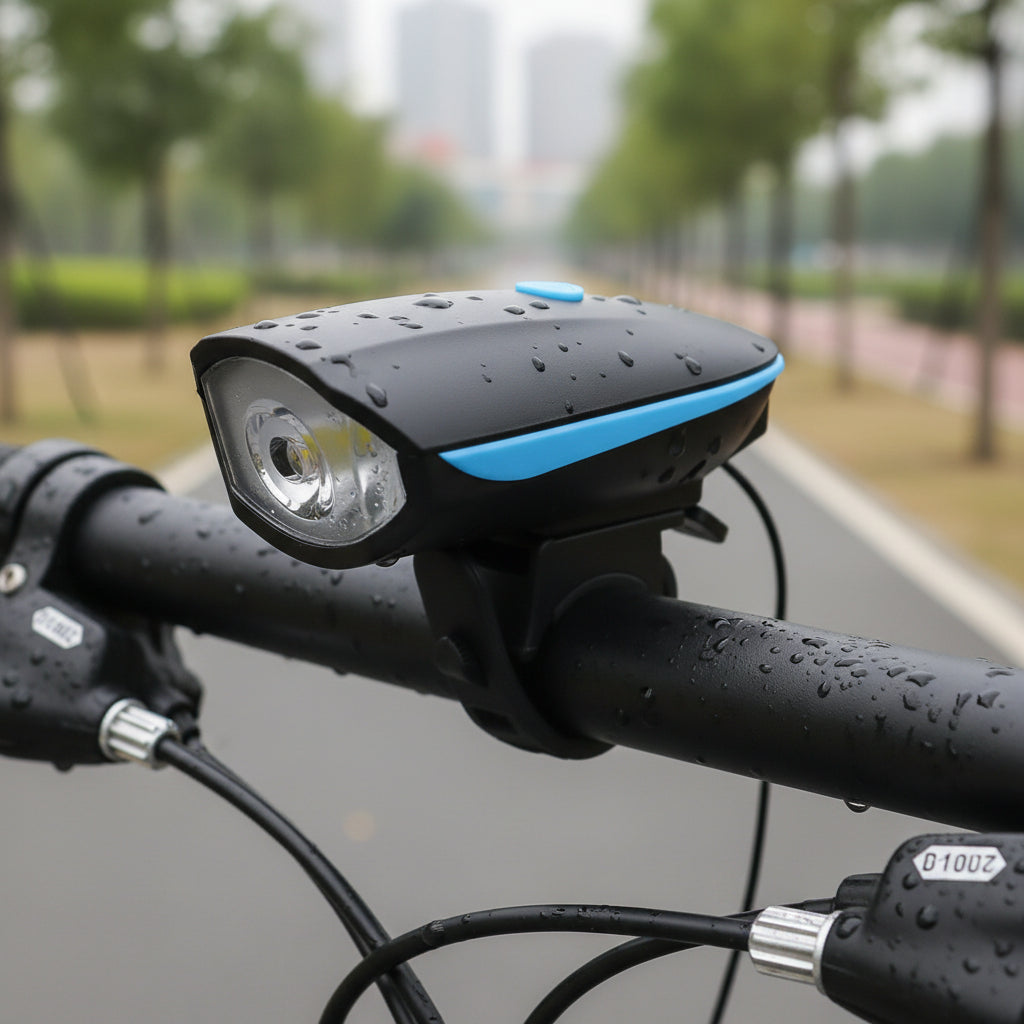 Luz Linterna Blanca Con Pito Bicicleta Recargable 250 Lumens