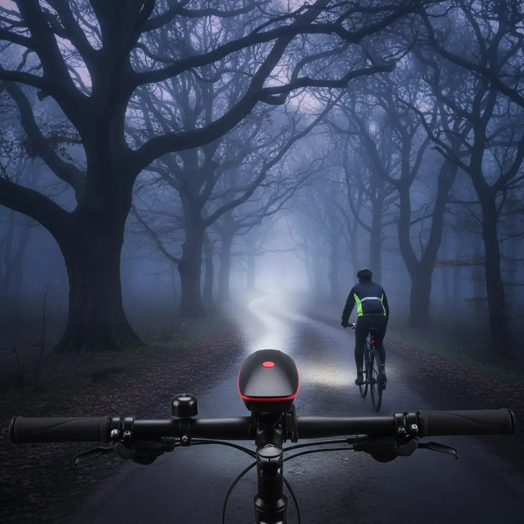 Luz Linterna Blanca Con Pito Bicicleta Recargable 250 Lumens