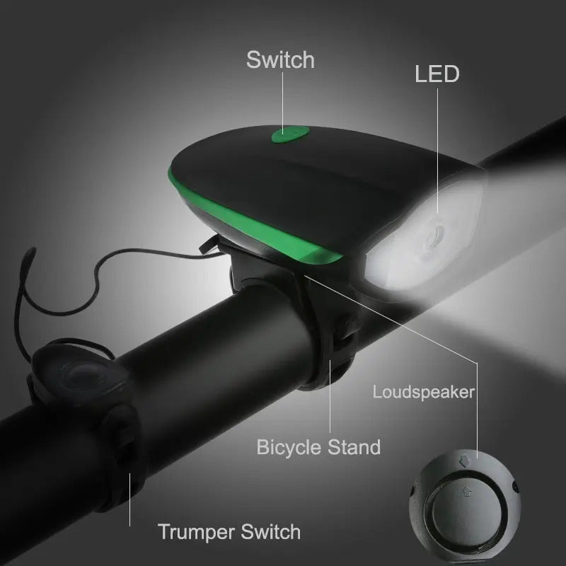 Luz Linterna Blanca Con Pito Bicicleta Recargable 250 Lumens