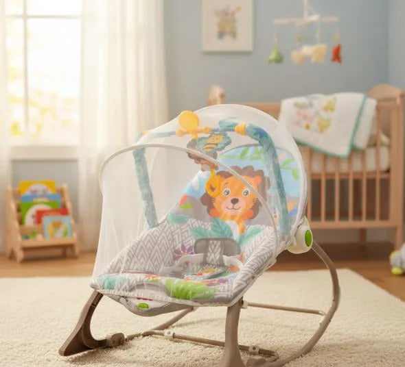 Silla Mecedora Para Bebes  Leon Gris(Liquidación por Empaque)