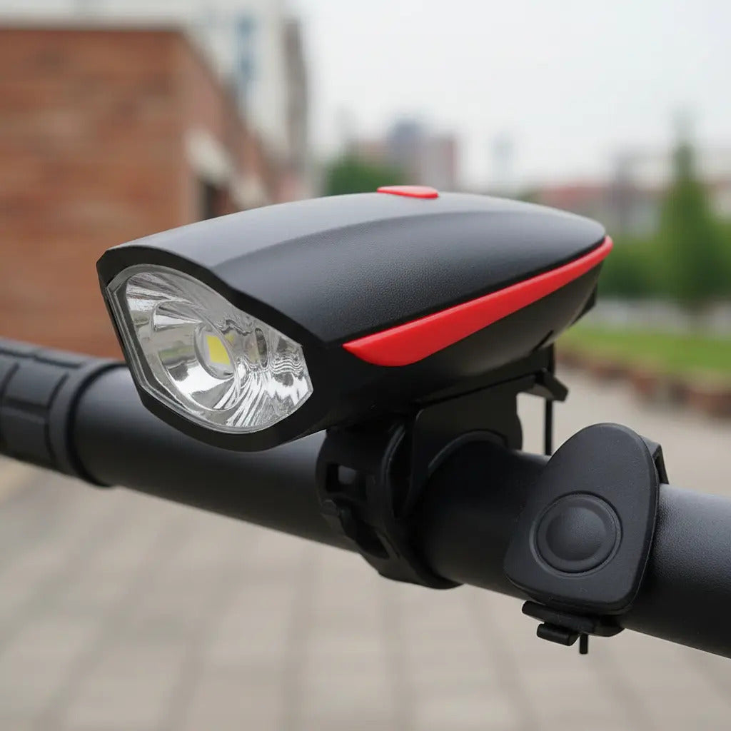 Luz Linterna Blanca Con Pito Bicicleta Recargable 250 Lumens