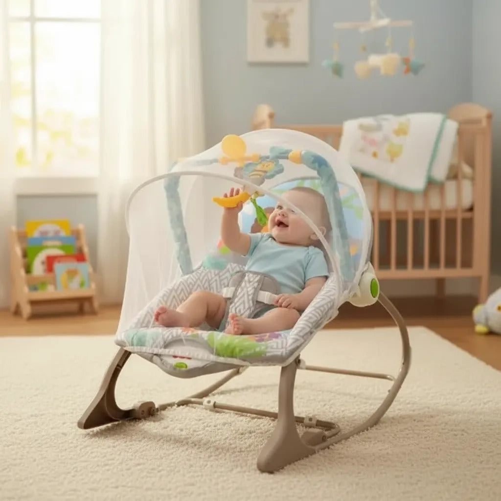 Silla Mecedora Para Bebes  Leon Gris(Liquidación por Empaque)