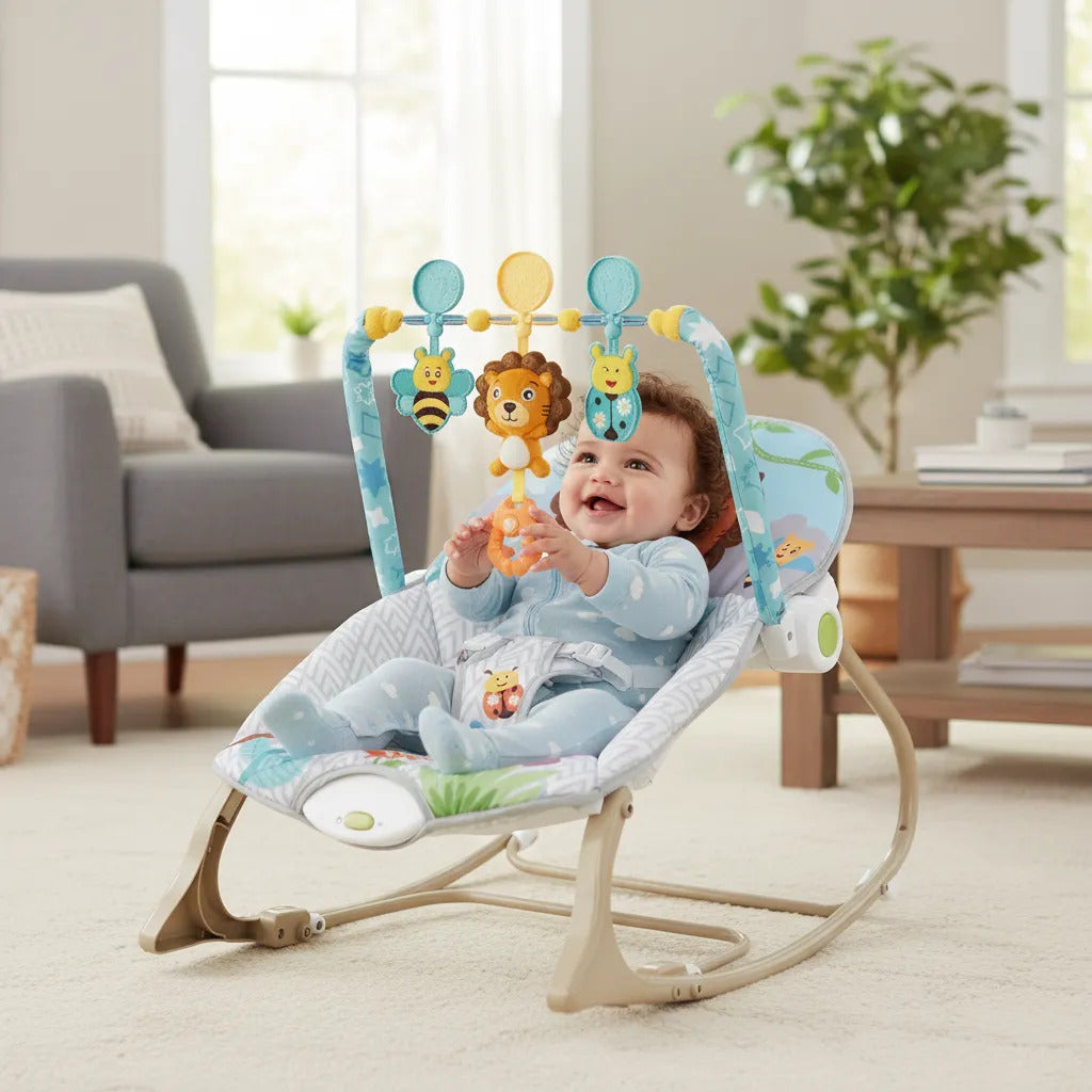 Silla Mecedora Para Bebes  Leon Gris(Liquidación por Empaque)