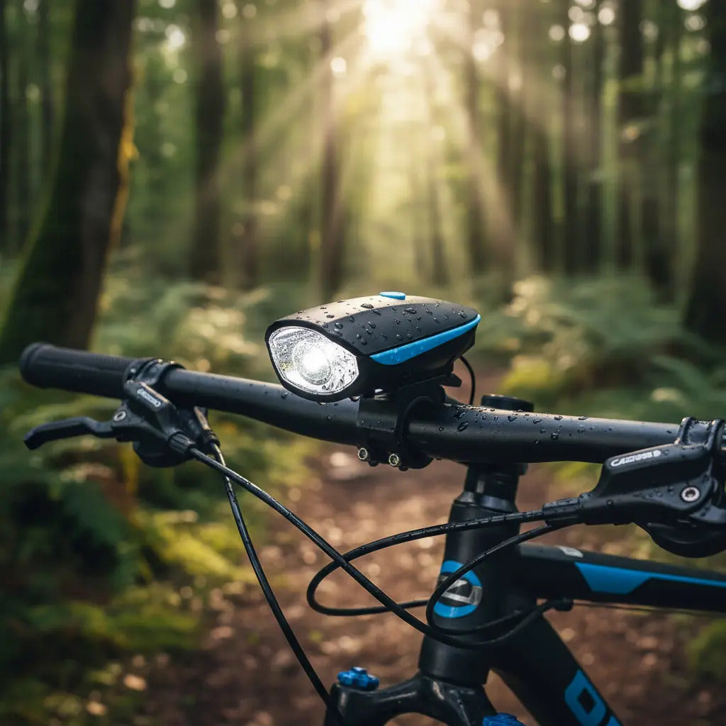 Luz Linterna Blanca Con Pito Bicicleta Recargable 250 Lumens
