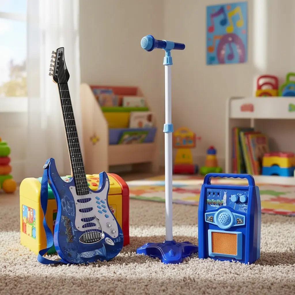 Juguete Guitarra Eléctrica Con Amplificador Micrófono Niñas