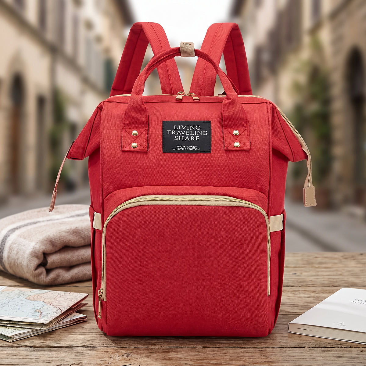 Pañalera Bolso Morral Materno De Bebe 1005-rj Rojo Lisa