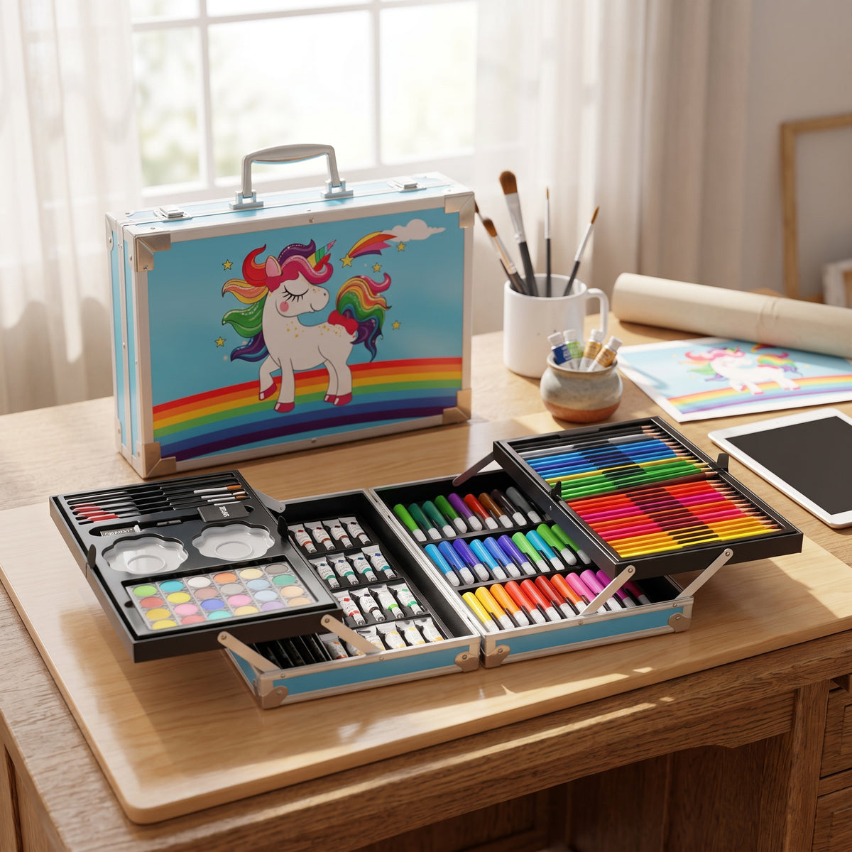 Set Kit De Colores Arte Infantil 145 Piezas Azul