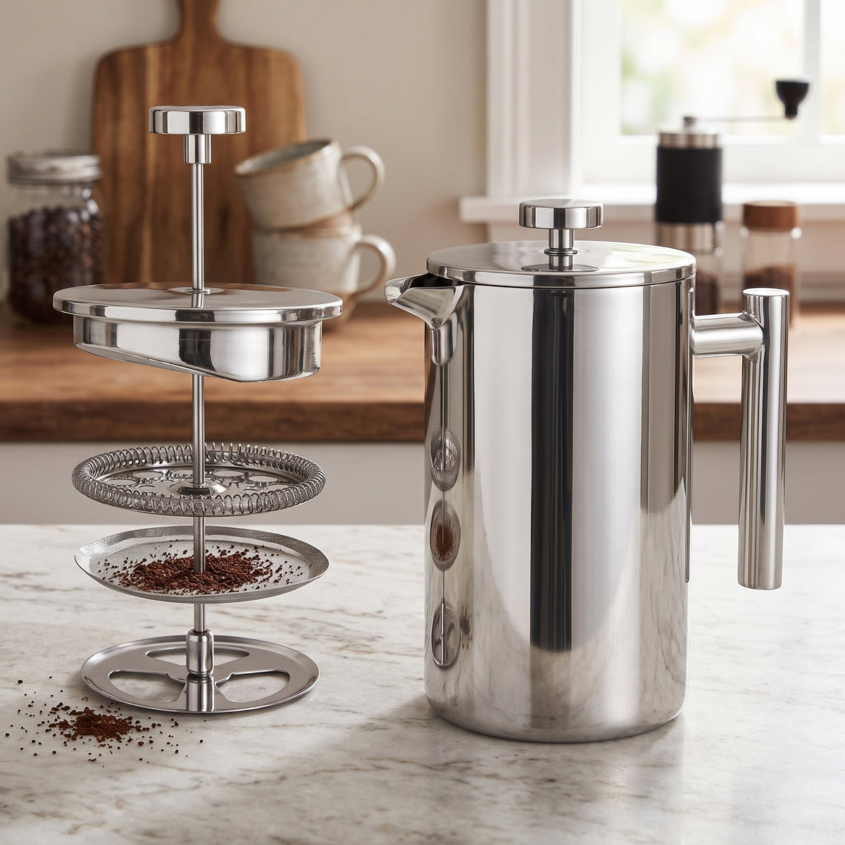 Cafetera Prensa Francesa En Acero Inoxidable 750ml