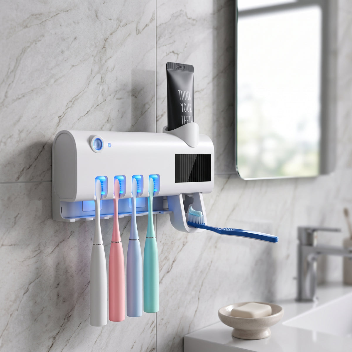 Soporte Esterilizador Uv Cepillo De Dientes Dispensador Crem