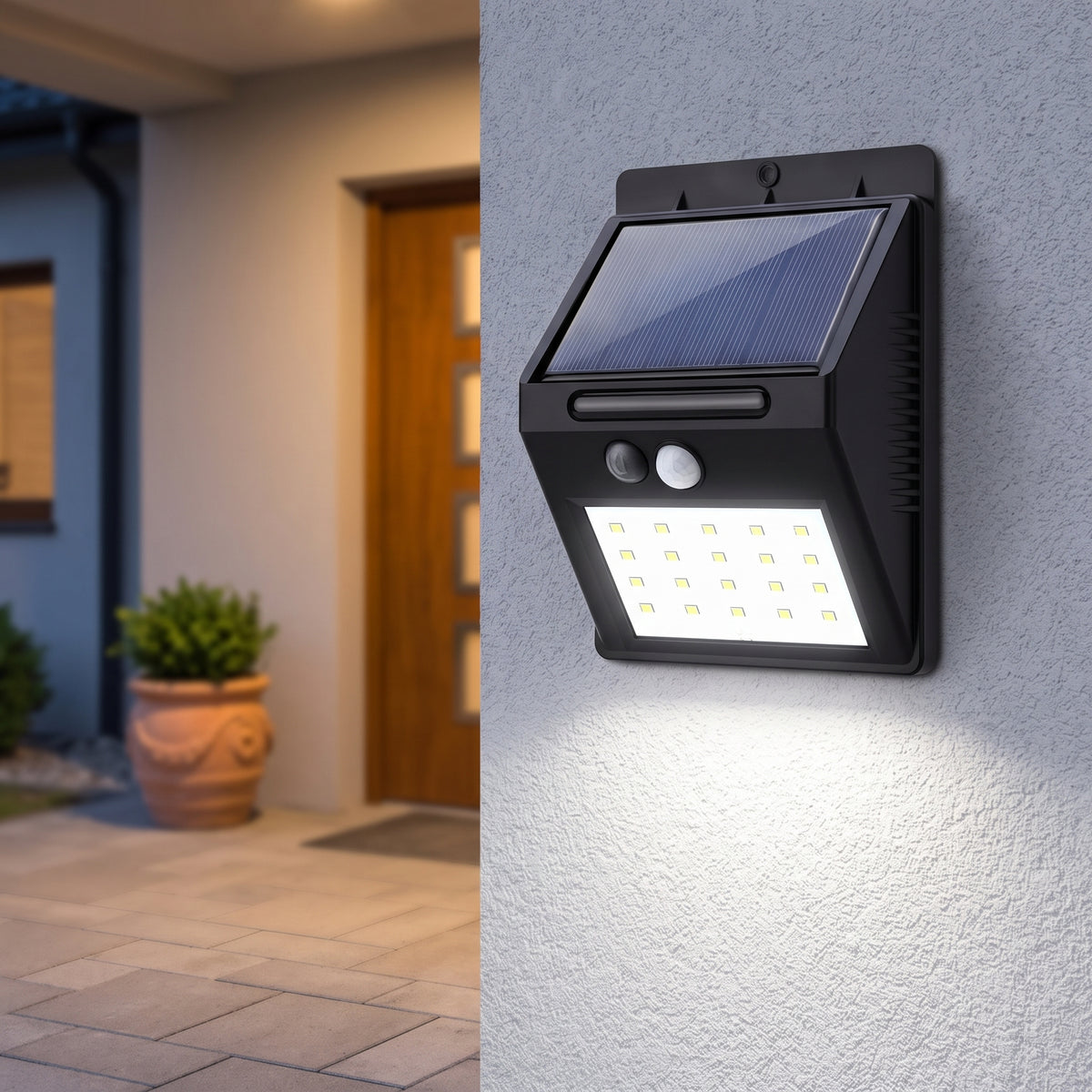 Lámpara Luz Led Exteriores Sensor Movimiento Panel Solar 20l