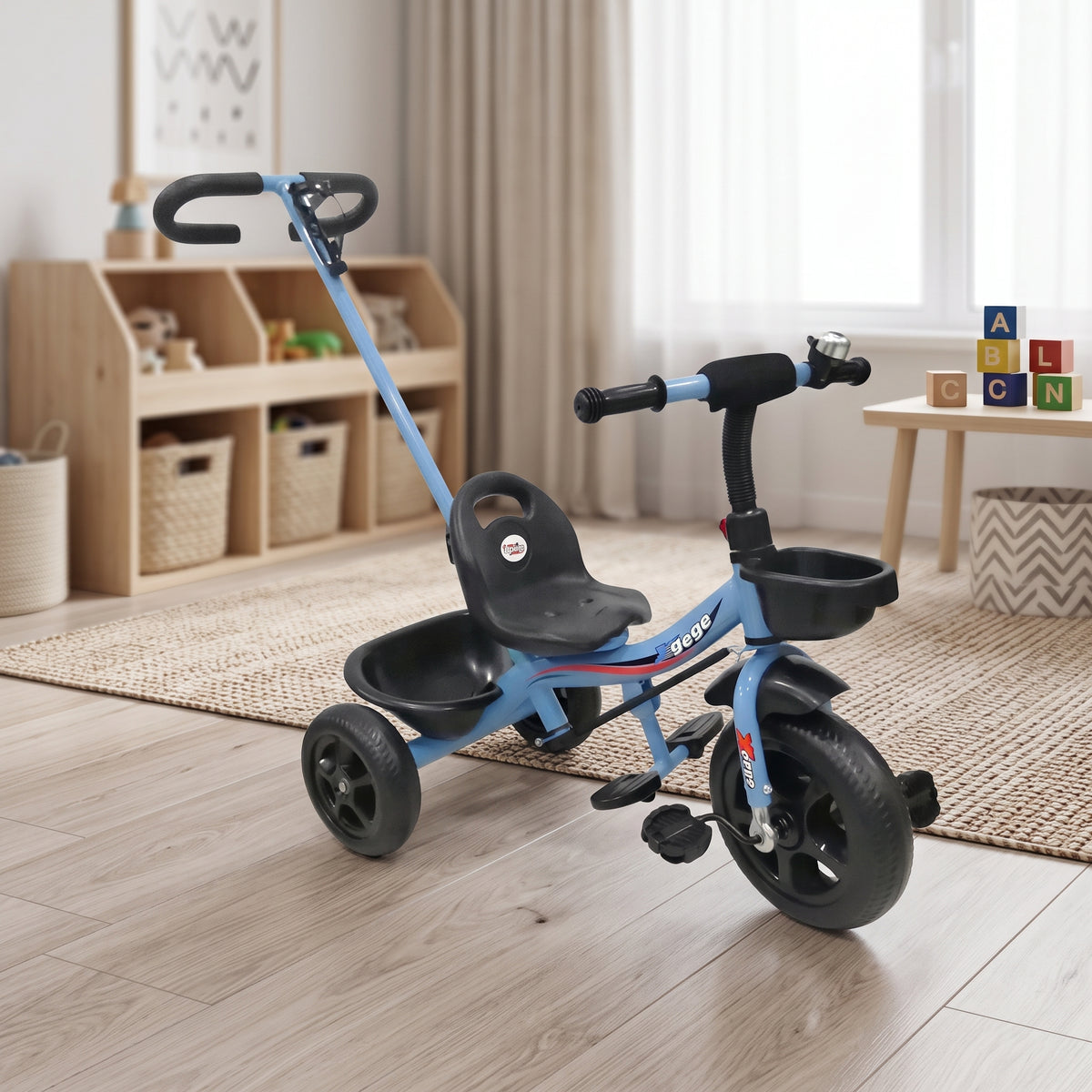 Triciclo Paseador Con Guía Para Niños Niñas 6034 Azul