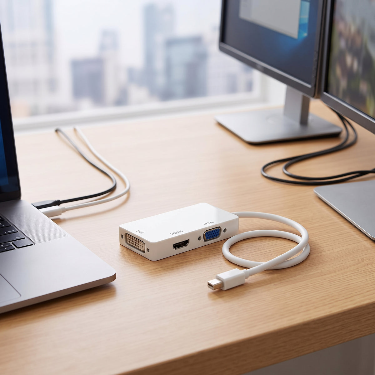 Convertidor Mdp Mini Displayport 3x1 3 En 1a Hdmi Vga Dvi
