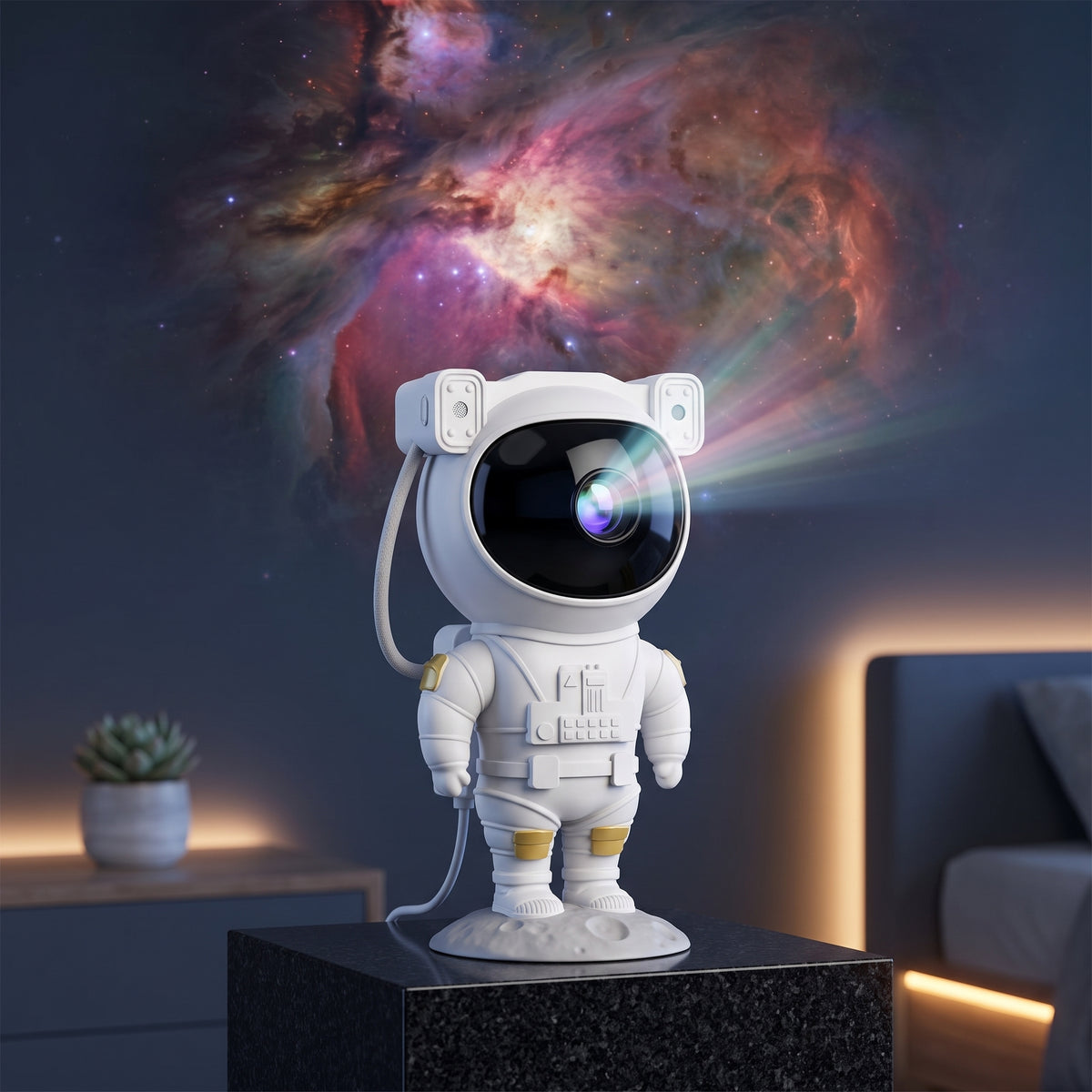 Proyector De Luz Astronauta Galaxia Blanco 5v