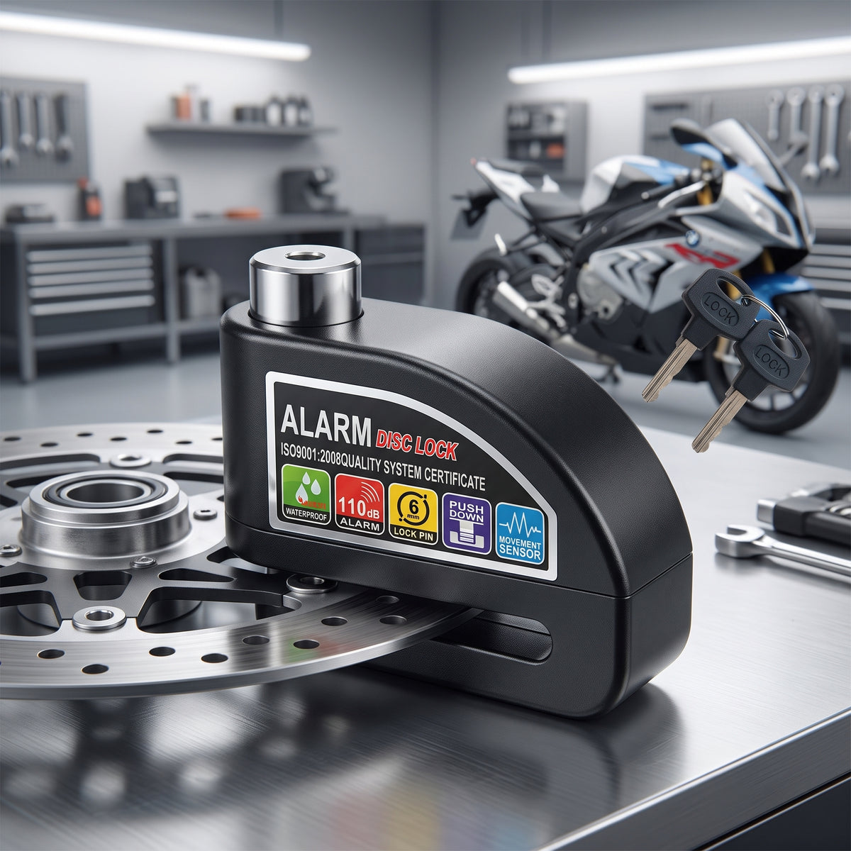 Candado Moto Alarma Freno De Disco O Bicicleta Fs8305