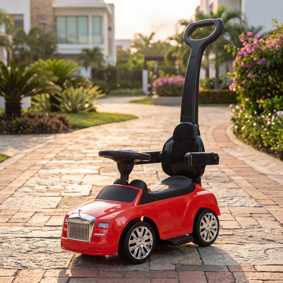 Carro Paseador Montable Musical Con Guia De Niña H-5422 Color Rojo