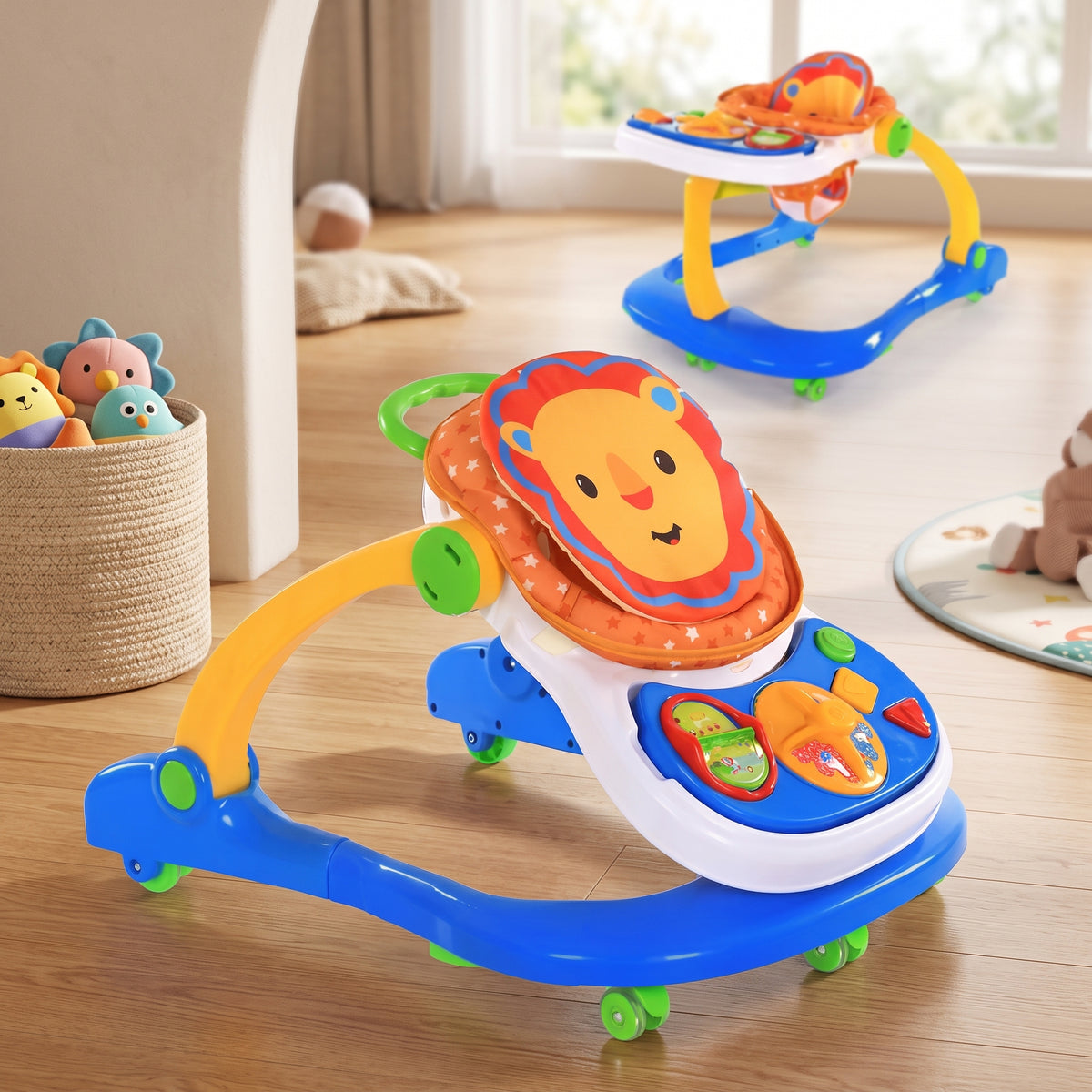 Caminador 4 En 1 Comedor Bebe Andadera Didactico Nino Nina Color Azul