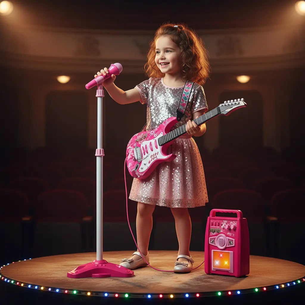 Juguete Guitarra Eléctrica Con Amplificador Micrófono Niñas