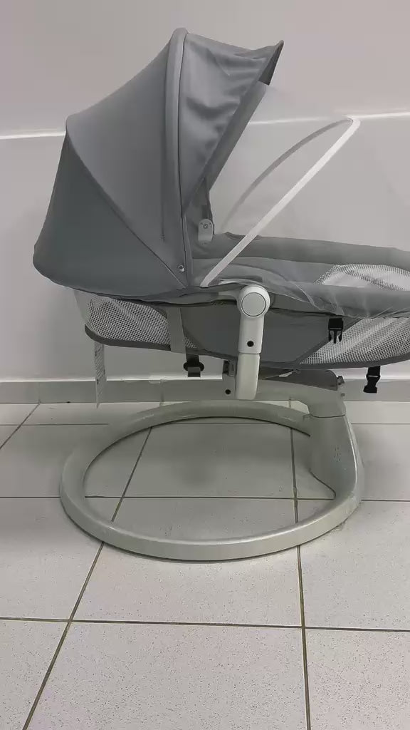 Cargar vídeo: Silla Eléctrica Mecedora Bluetooth Bebé Movimiento Lateral Gris Liso